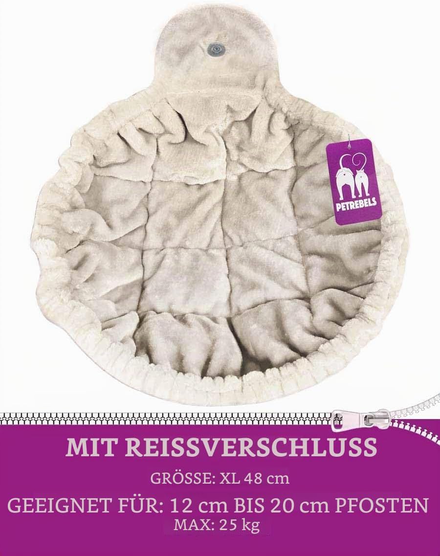 Petrebels Liegemulde für Kratzbaum Waschbar, Ø 48 cm, für Ø 12 cm bis Ø 20 cm Stämme, mit Reissversc