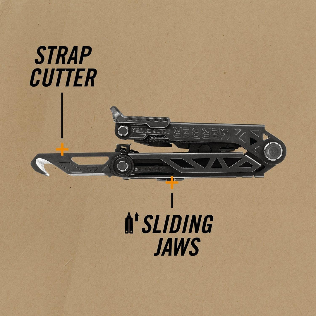 Gerber Multi-Tool mit Gürtel-Clip, Center-Drive Rescue, Mit Gurtschneider, 14 Funktionen und Nylon-S