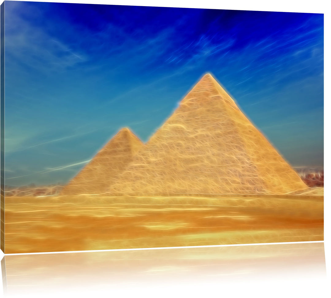 Pixxprint Pyramiden von Gizeh in Ägypten als Leinwandbild/Grösse: 100x70 cm/Wandbild/Kunstdruck/fert