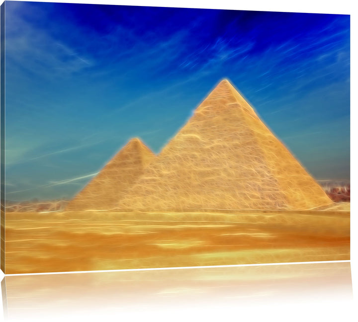 Pixxprint Pyramiden von Gizeh in Ägypten als Leinwandbild/Grösse: 100x70 cm/Wandbild/Kunstdruck/fert