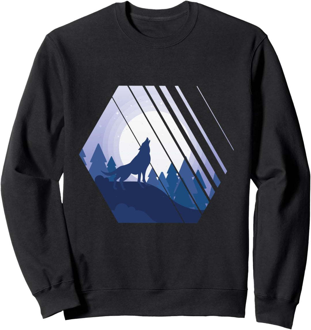 Wandern Design mit heulendem Wolf im Wald für Wanderer Sweatshirt