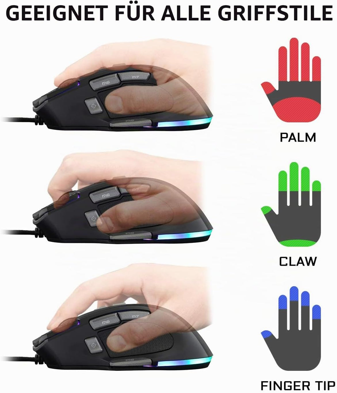 THE G-LAB Kult Nitrogen Atom Hochpräzise kabelgebundene Gaming-Maus - Optischer 4800 DPI Sensor, RGB