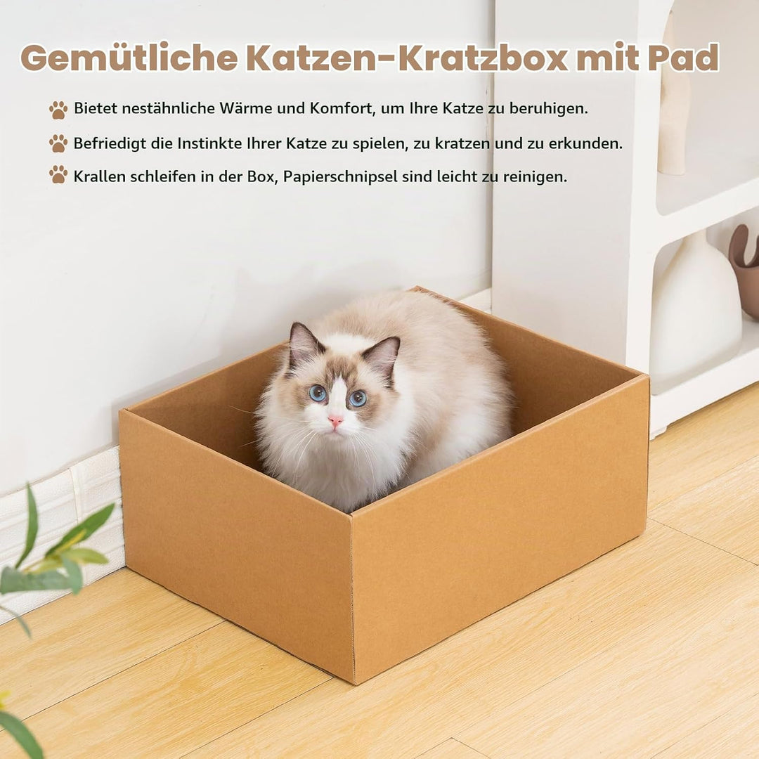 Avont 4 Stück Pappe-Katzenkratzset, Kratzbrett für Katzen, Haltbare Wellpappe-Kratzbrett-, Schlafen-