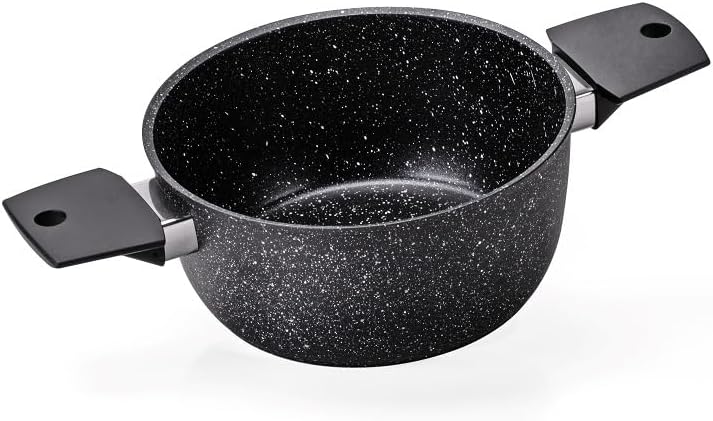 Moneta Magnolia Stone Black Kochtopfset 8-teilig, auch für Induktion. Batteria 8 pezzi Schwarz, Batt