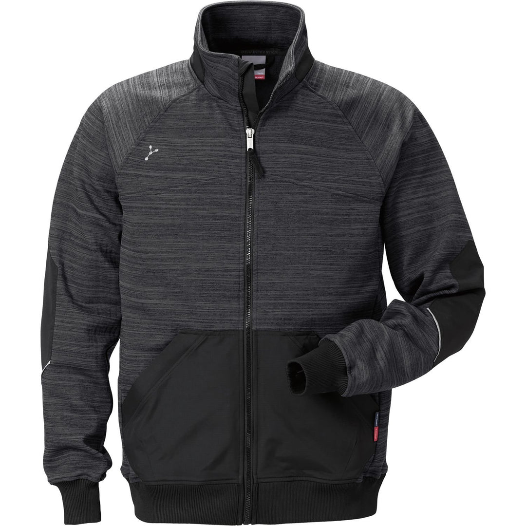FRISTADS/KANSAS Sweatjacke Gen Y 7052 SMP Farbe grau/schwarz Grösse S ; 95% PE/5% EL S Grau / Schwar
