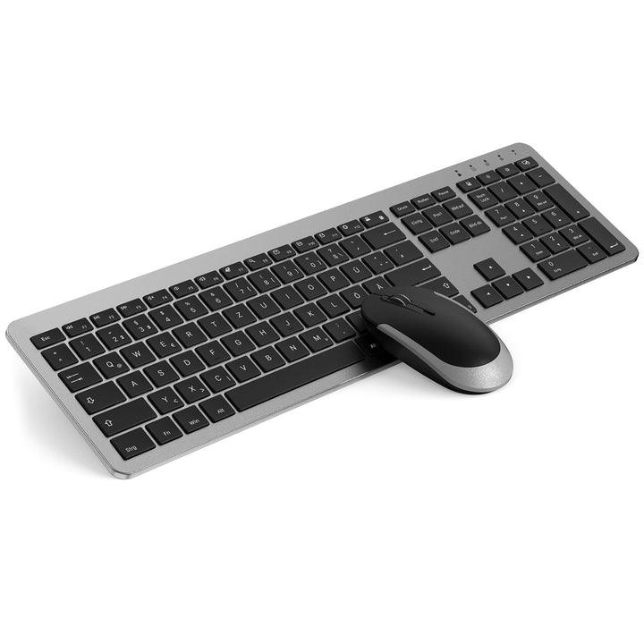 Tastatur Maus Set Kabellos, seenda Ultra-Dünne Wiederaufladbare Funktastatur mit Maus, Ergonomische