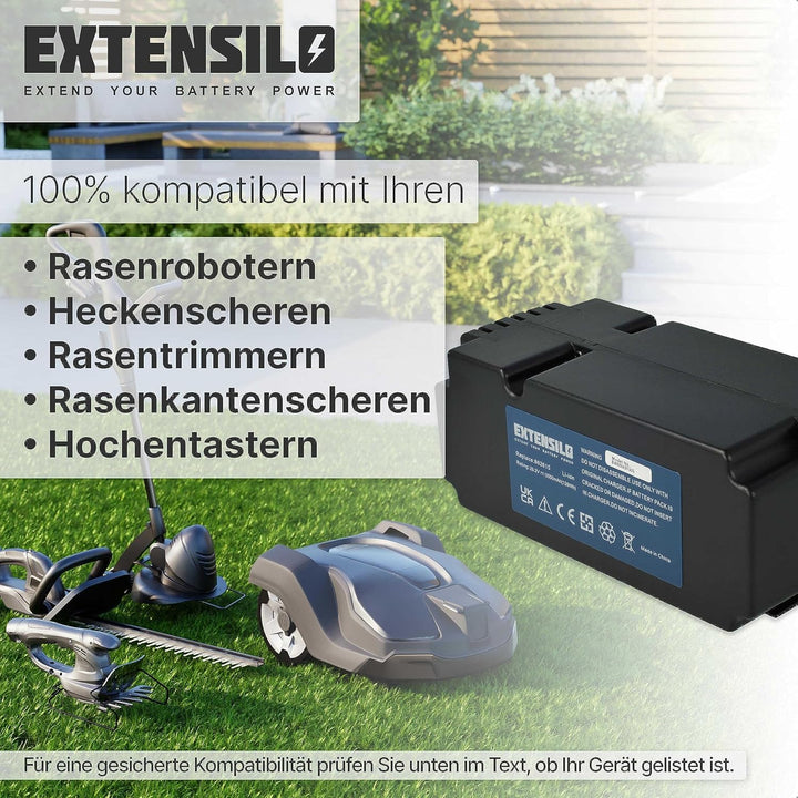 EXTENSILO Akku kompatibel mit Gardenline R800Easy Rasenroboter Rasenmäher (5000mAh, 25,2V, Li-Ion)