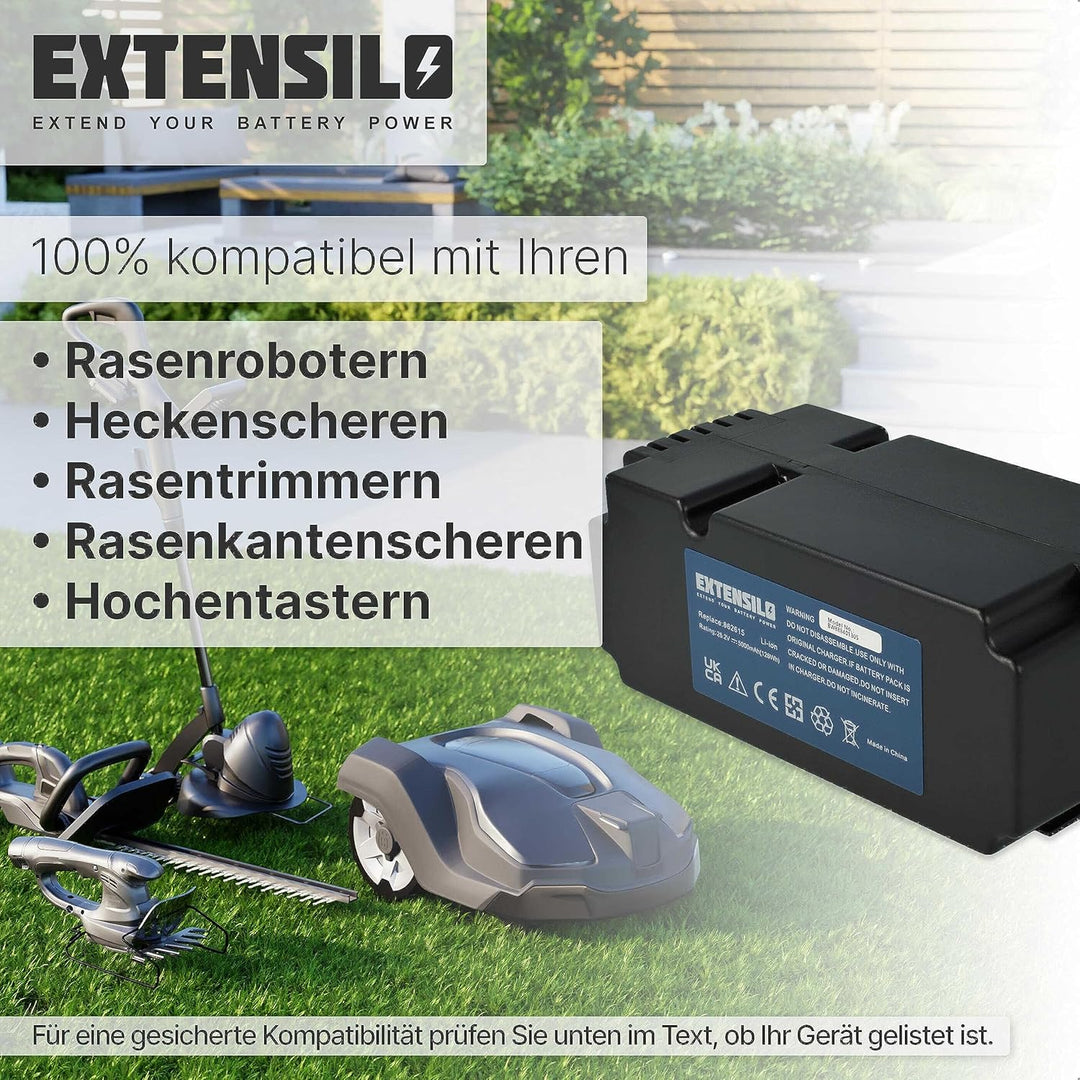 EXTENSILO Akku kompatibel mit Gardenline R800Easy Rasenroboter Rasenmäher (5000mAh, 25,2V, Li-Ion)