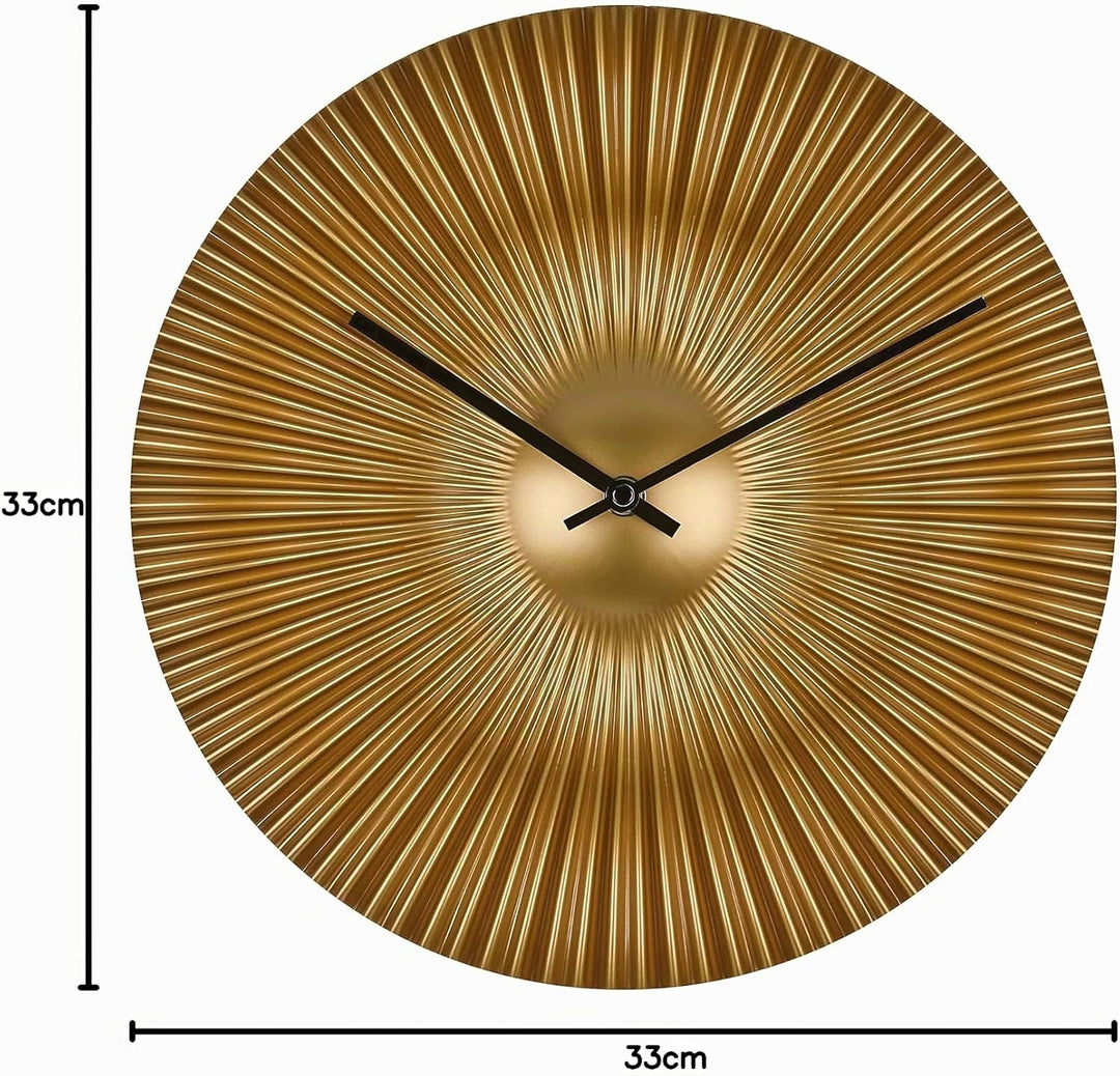 TFA Dostmann Analoge Designer Wanduhr Rokoko, 60.3520.53, Moderne Fächeroptik, extravagantes goldene