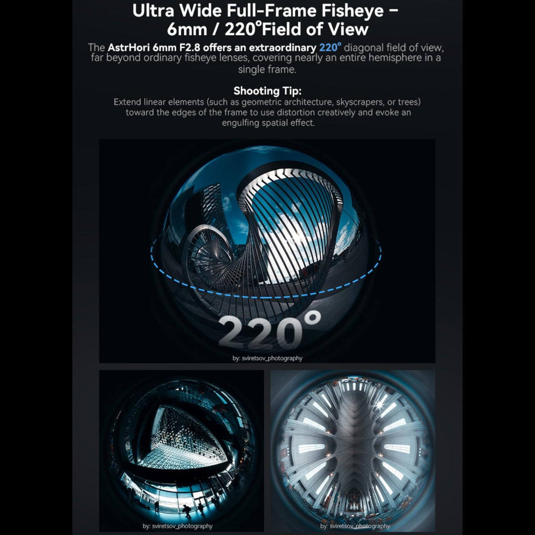 AstrHori 6mm F2.8 Vollformat-Zirkular-Fischaugenobjektiv, ultraweites 220°-Sichtfeld, Kreativobjekti