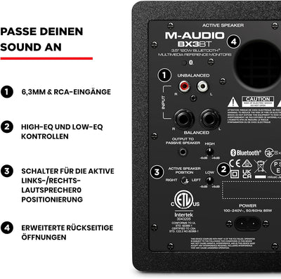M-Audio BX3BT 3,5" Studio-Monitore mit Bluetooth High-Definition Monitor Lautsprecher Boxen für Reco