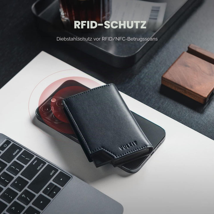 VULKIT Kreditkartenetui RFID Blockierendes Pop Up Kartenetui aus Leder für Männer und Frauen, mit Ge