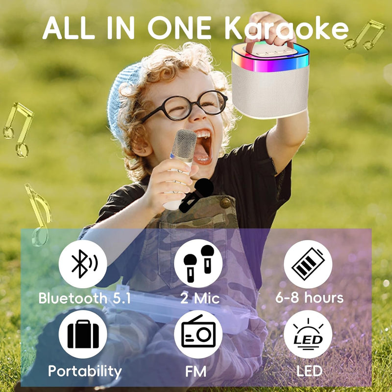 Ankuka Tragbare Karaoke-Maschine, Bluetooth Karaoke Lautsprecher mit 2 Mikrofon, Pickups und Party L