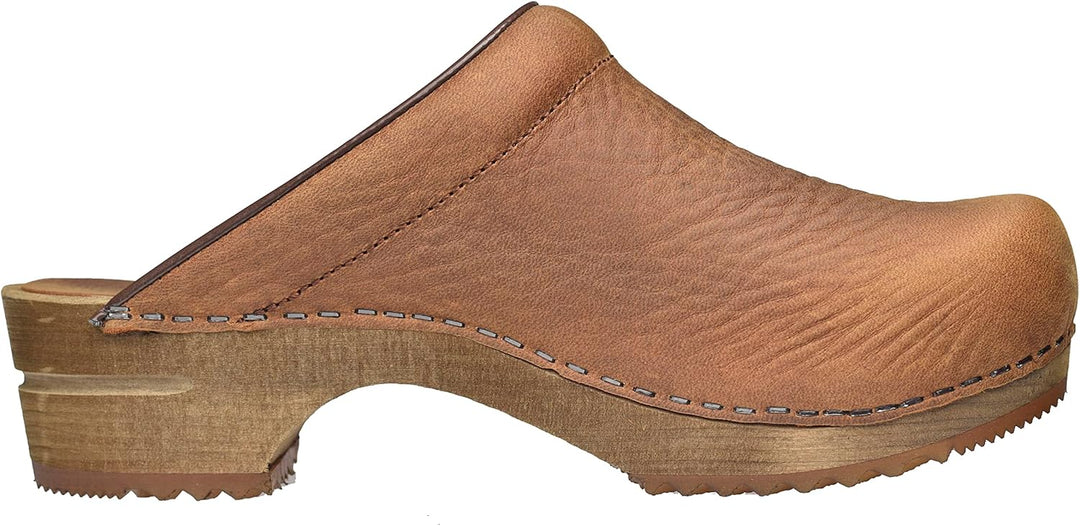 Sanita Christian offener Clog | Original handgemacht | Leder-Holzclogs für Männer 40 EU Braun, 40 EU