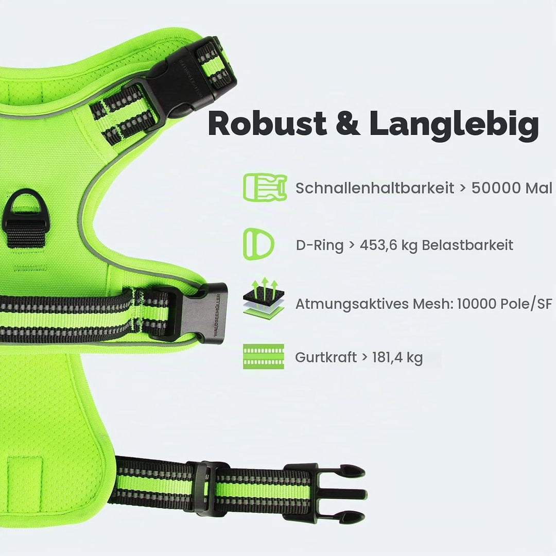 Hundegeschirr No-Pull für Kleine, Grosse und Mittelgrosse Hunde - Weich, Atmungsaktiv, Einstellbar,