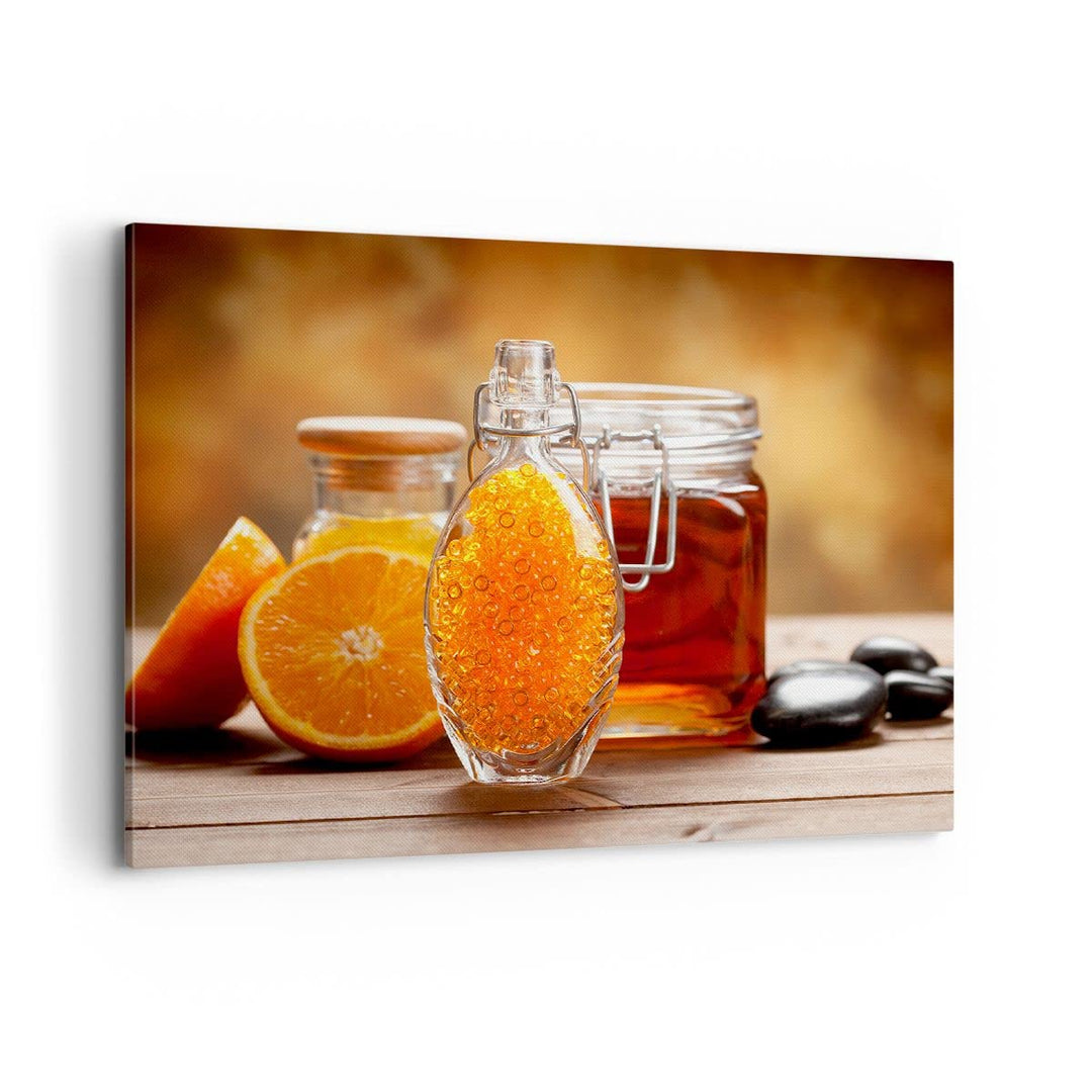 Bilder auf Leinwand 100x70cm Leinwandbild Essen Honig Glas Vitamin Gross Wanddeko Bild Schlafzimmer