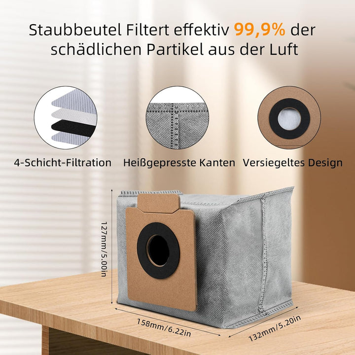 22 Stück Zubehörset für Eufy X10 Pro Omni Saugroboter, Ersatzteile Enthält 2 Hauptbürsten 4 Filter 6
