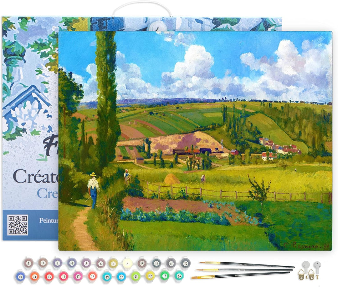 Figured'Art Malen Nach Zahlen Erwachsene Mit Rahmen Paysage aux Pâtis in Pontoise - Camille Pissarro