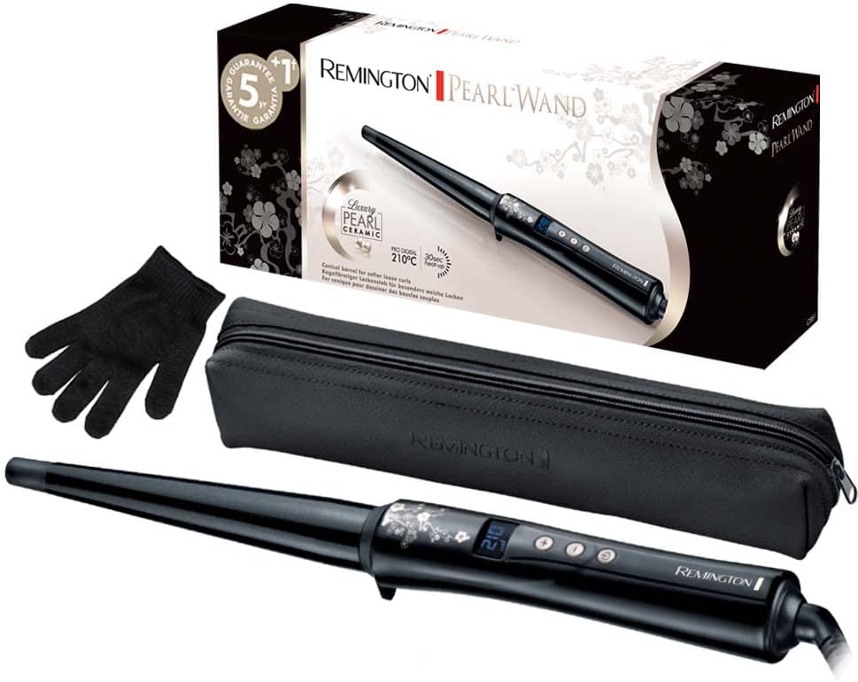 Remington Lockenstab [kegelförmig 13-25mm] Pearl Digital (hochwertige Keramikbeschichtung mit echten