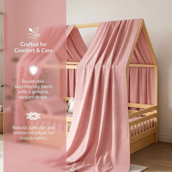 2 Stück Hausbett Himmel, Betthimmel Babybett aus Musselin,Weich und atmungsaktiv Baldachin Kinderzim