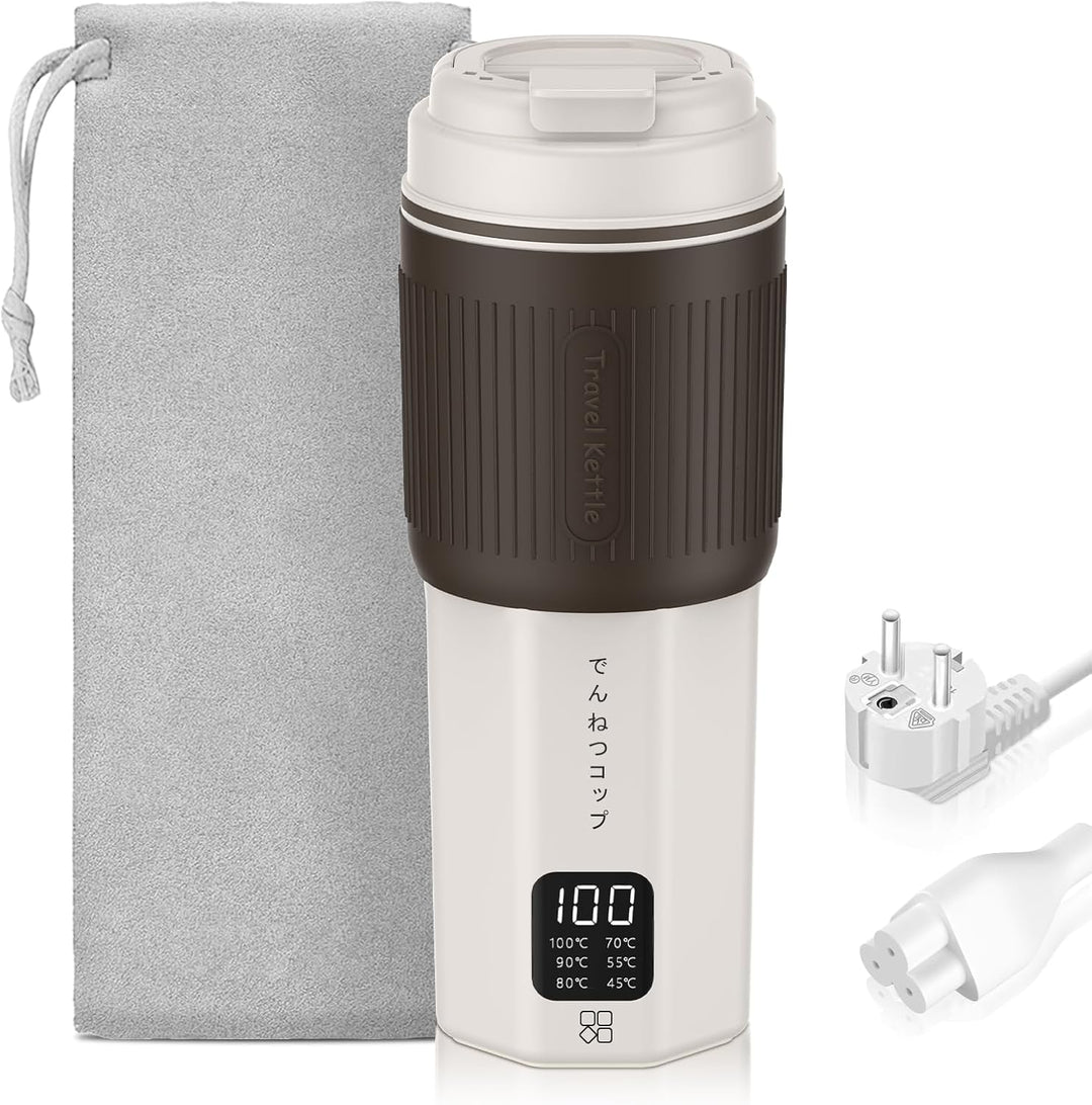 QianShouYan Reisewasserkocher Klein 450ml 300W mit 6 Stufen Temperaturregelung Mini Reise Wasserkoch