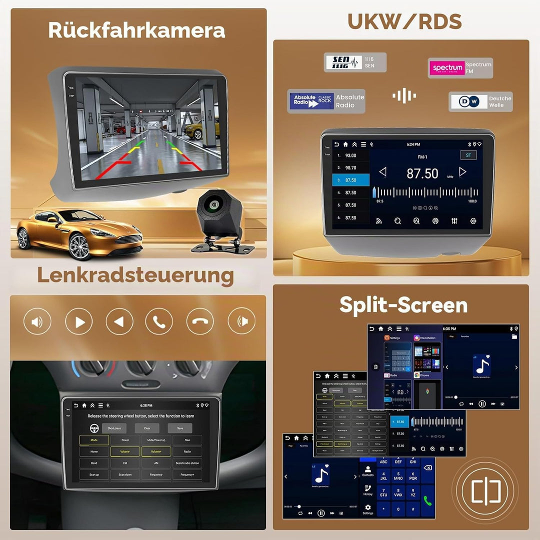 Hikity Android 15 4+64G Autoradio für Toyota Vitz XP10 Yaris Platz Echo 1999-2005 mit 9 Zoll Incell