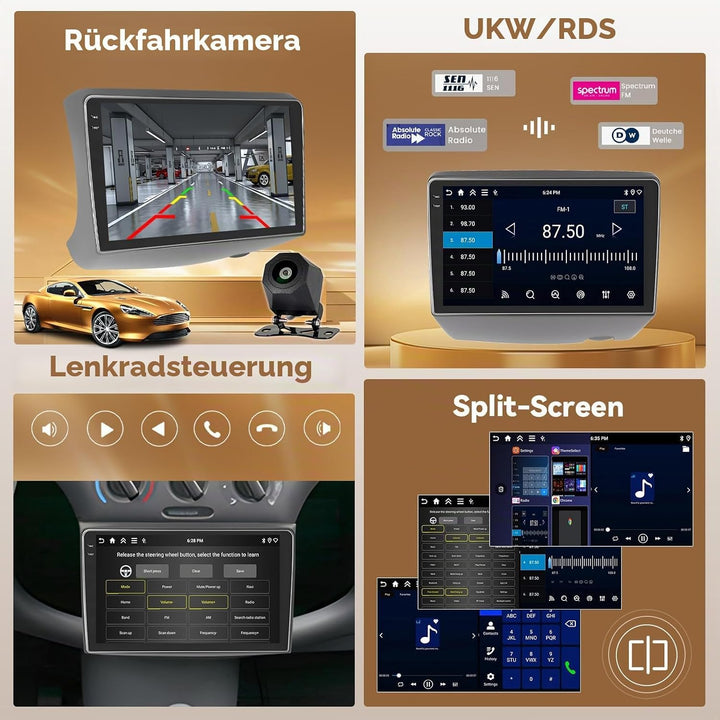 Hikity Android 15 4+64G Autoradio für Toyota Vitz XP10 Yaris Platz Echo 1999-2005 mit 9 Zoll Incell