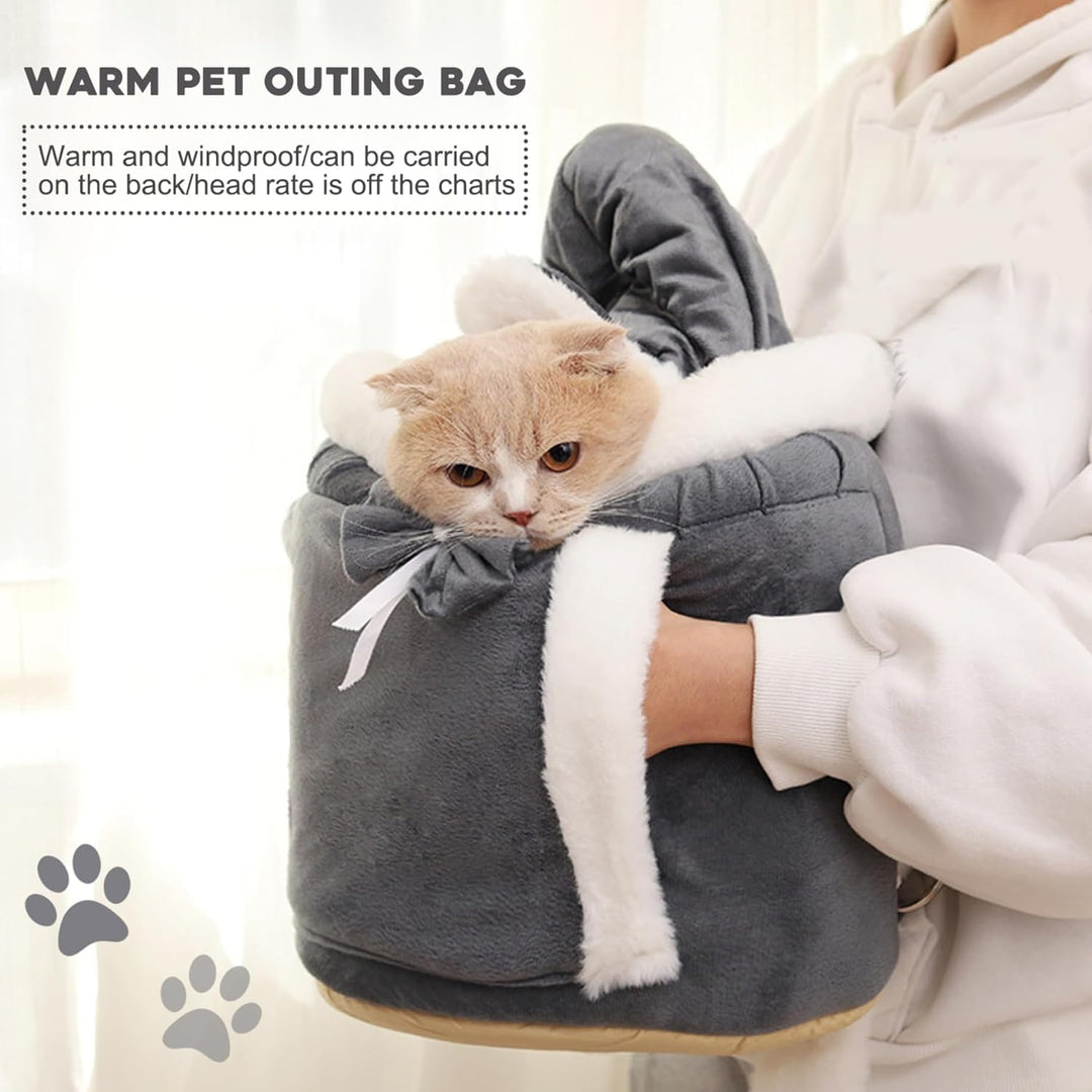Katzentasche, weicher und Warmer Katzen- und Hunde-Frontträger, Doppeltaschen-Rucksack, Winter-Plüsc