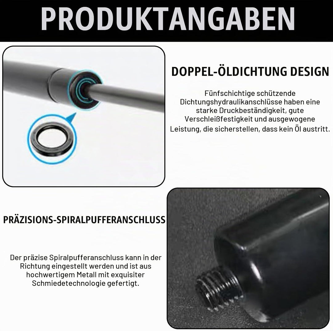 Gasdruckfeder 380mm 200N 20kg (2 Stück) – Gasdruckdämpfer Universelle Schwerlast Gasdruckfedern mit