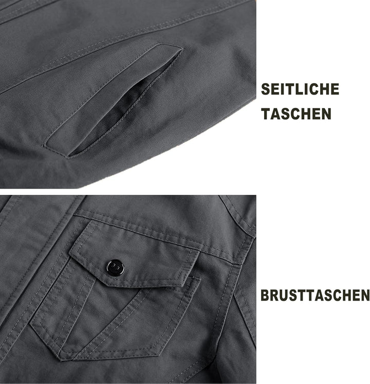MAGCOMSEN Herren Übergangsjacke Cargo Outdoorjacke Winddicht Frühling Jacke Militär Armee Fliegerjac