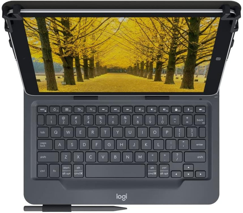 Logitech Universal Folio Tablet-Hülle mit Kabelloser Tastatur, Bluetooth, 2-Jahre Batterielaufzeit,