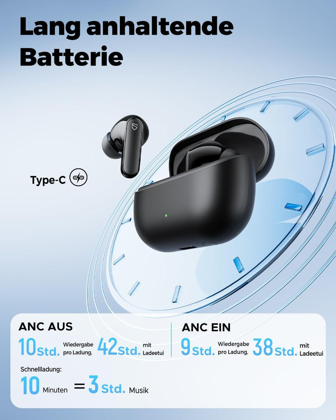 SoundPEATS Q3 Pro In Ear Kopfhörer, Bluetooth Kopfhörer Active Noise Cancelling, 13 mm Treiber, Earb