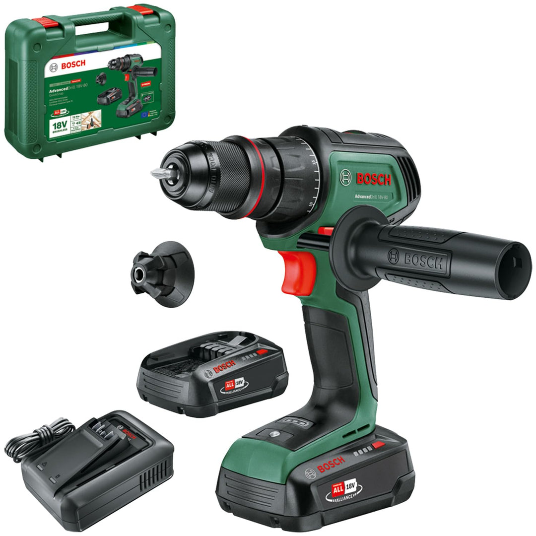 Bosch Akku-Bohrschrauber AdvancedDrill 18V-80 (zum Bohren und Schrauben; 18V System; 78 Nm; Metallbo