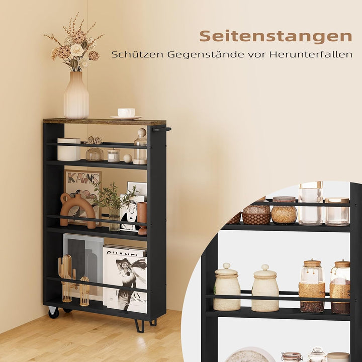 WOLTU Küchenwagen mit 3 Ebenen, Küchenregal Servierwagen Nischenregal mit Rollen, Rollwagen Rollcont