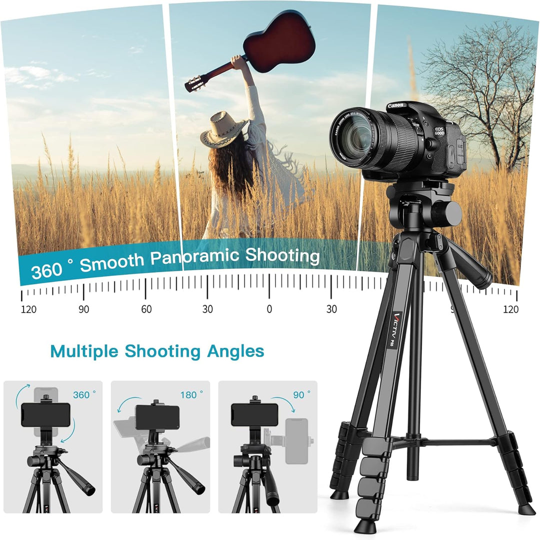 Victiv Neues Kamera Handy Stativ, 172cm Tragbares Camera Tripod, Aluminium Dreibein Stativ mit Abneh