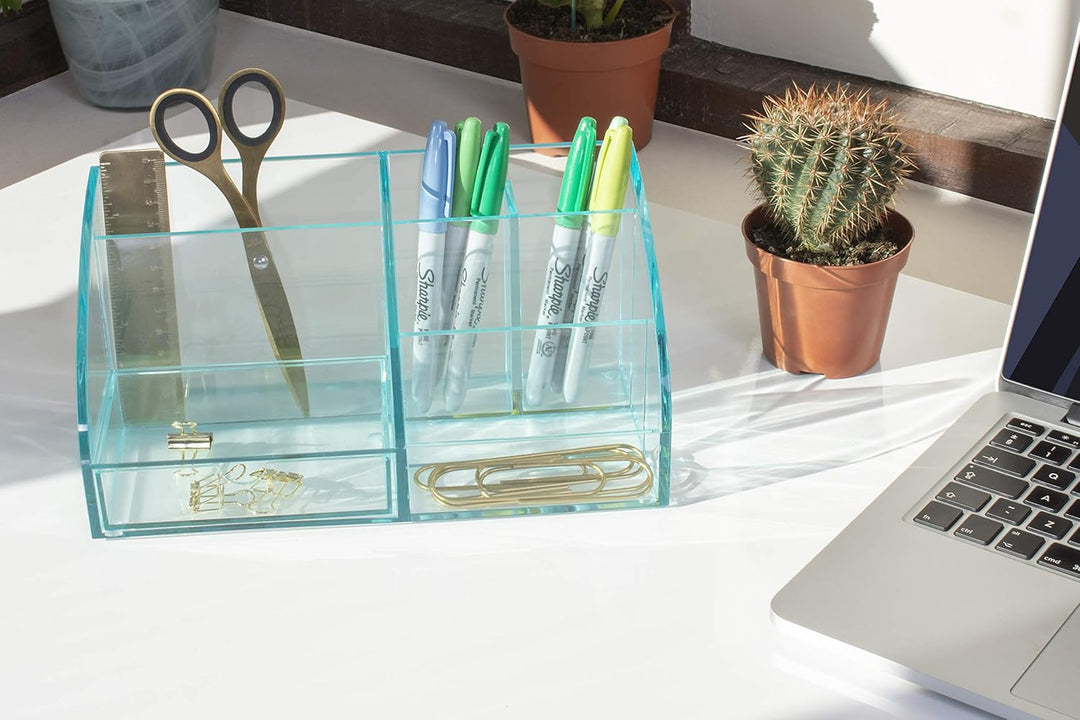 OSCO ADO1-GL Glass Look Acrylic Desk Organiser Glass Look Single, Glass Look Single