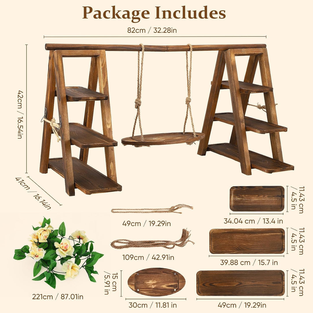 Holz Cupcake Ständer 3-stufig, 82cm Grosser Akazienholz Kuchenständer, Faltbarer Dessert Präsentiers