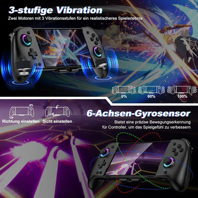 Elegamefy Switch Pro Controller, Handheld Switch Controller mit Turbo/1000mAh/6-Achsen-Gyro/Vibratio