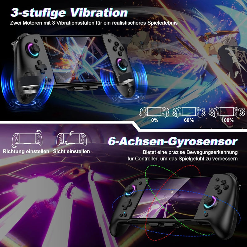 Elegamefy Switch Pro Controller, Handheld Switch Controller mit Turbo/1000mAh/6-Achsen-Gyro/Vibratio
