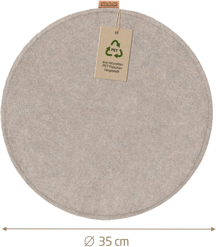 Miqio Design Filz Sitzkissen Rund mit Antirutschnoppen | 35cm | 2er-Set | Indoor und Outdoor | Nachh