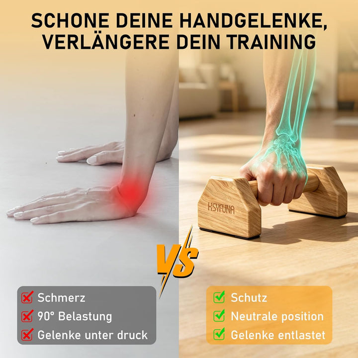 Liegestützgriffe Holz, Parallettes, rutschfeste Griffe Liegestütze, Push Up Stand Bars, Liegestützgr