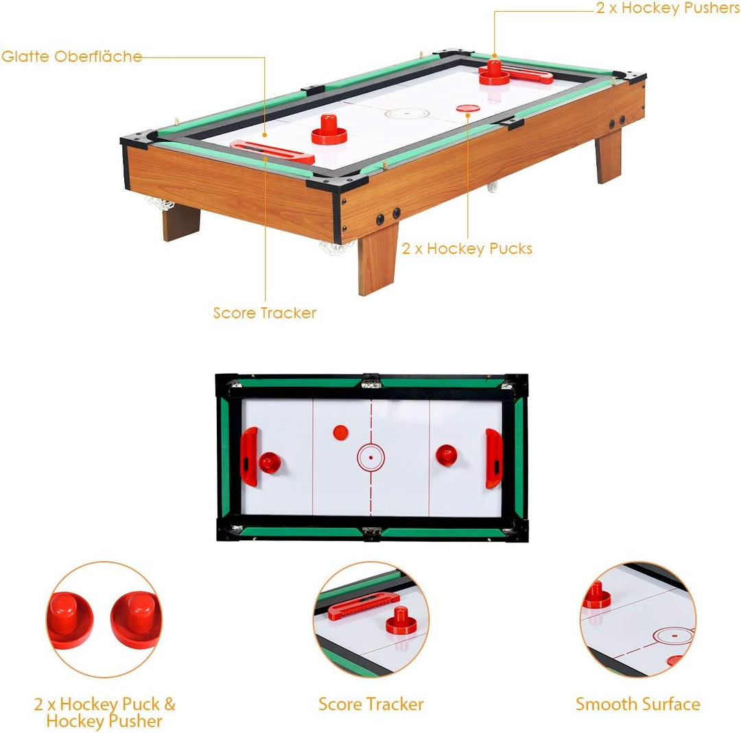 RELAX4LIFE 4 in 1 Spieltisch aus Holz, Multifunktionsspieltisch für Fussball & Tischtennis & Eishock