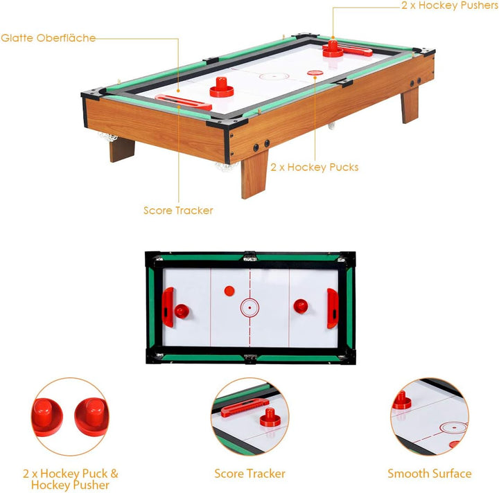 RELAX4LIFE 4 in 1 Spieltisch aus Holz, Multifunktionsspieltisch für Fussball & Tischtennis & Eishock