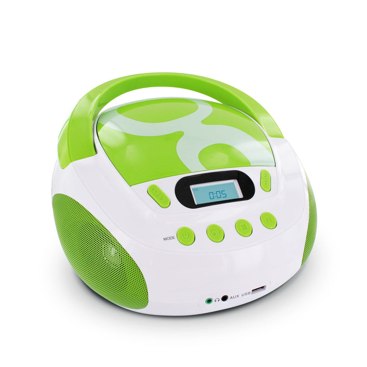 Metronic Gulli Radio/Tragbarer CD-/MP3-Player für Kinder, mit USB-Port Grün / Weiss, Grün / Weiss