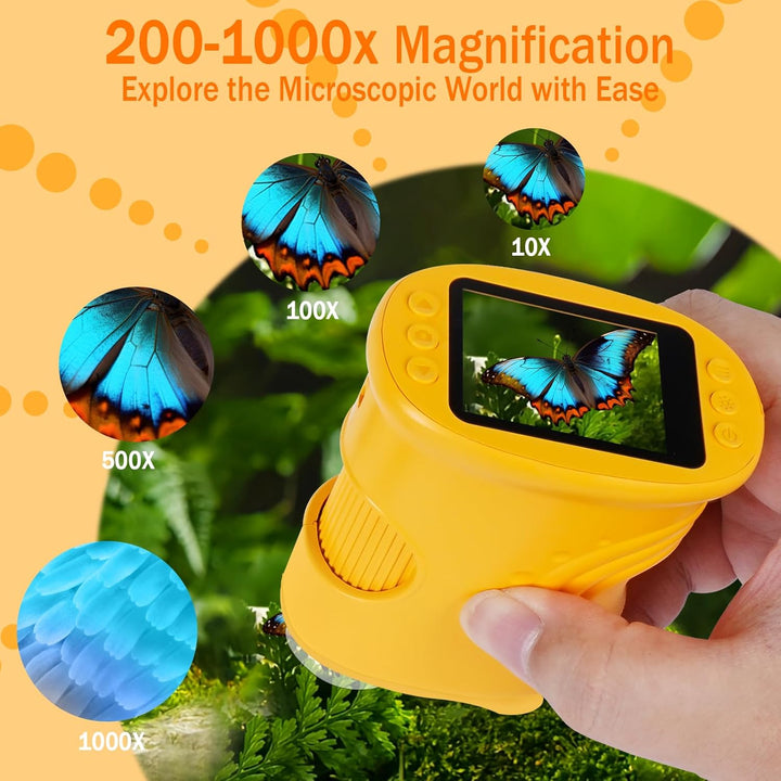 LURICO Digitales Mikroskop für Kinder, 1000X tragbares Taschenmikroskop mit 4K 2.0" Bildschirm Kinde