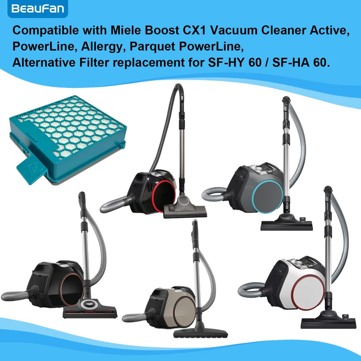 4 Stück HEPA-Filter, Kompatibel mit Miele Boost CX1 Staubsauger Active, PowerLine, Parquet PowerLine