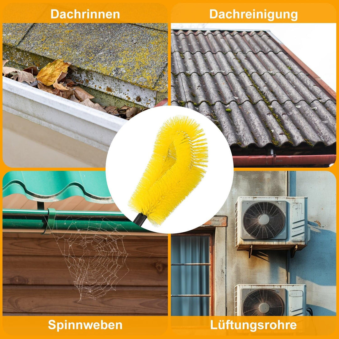 Dachrinnenreiniger Teleskop Dachrinnenbürste mit 6Pcs Teleskopstiel 250cm Dachrinnenreinigungsbürste