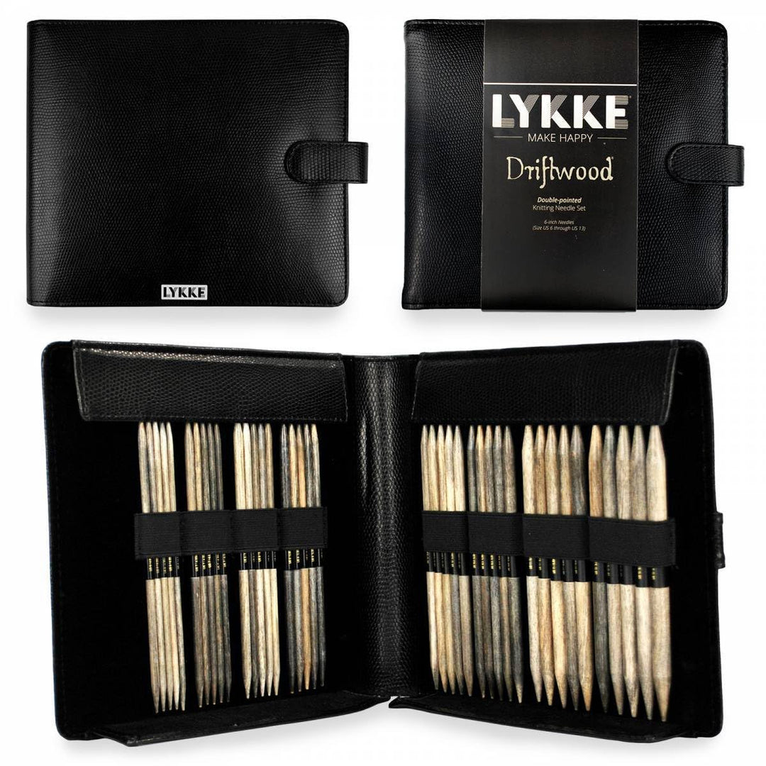 Lykke KLYKKW6DPLGSFXL Nadelset Nadelspiele, Holz, driftwood, Large US 6-13 Set in Faux Leather Pouch
