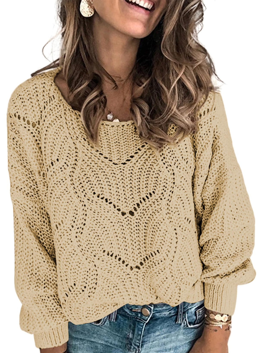 Dokotoo Damen Strickpullover Elegant Rundhals Pullover Herbst Winter Einfarbiger Pulli Oberteil Swea
