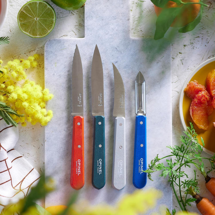 Opinel Essentiels Küchenmesser-Set DU CUISINIER, 4-teilig aus rostfreiem Stahl, 254643